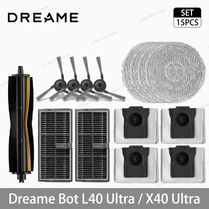 Dreame L40 Ultra / X40 Ultra Vacuum Cleaner Replacement Accessories Main Side Brush HEPA Filter Mop Cloths Dust Bag Spare Parts Beauty World Shop