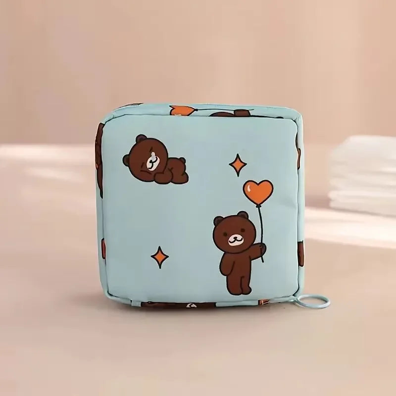 Women Sanitary Napkin Tampon Storage Bag Portable Waterproof Organizer Pouch Cartoon Pattern Sanitary Napkin Bag Beauty Trend Shop