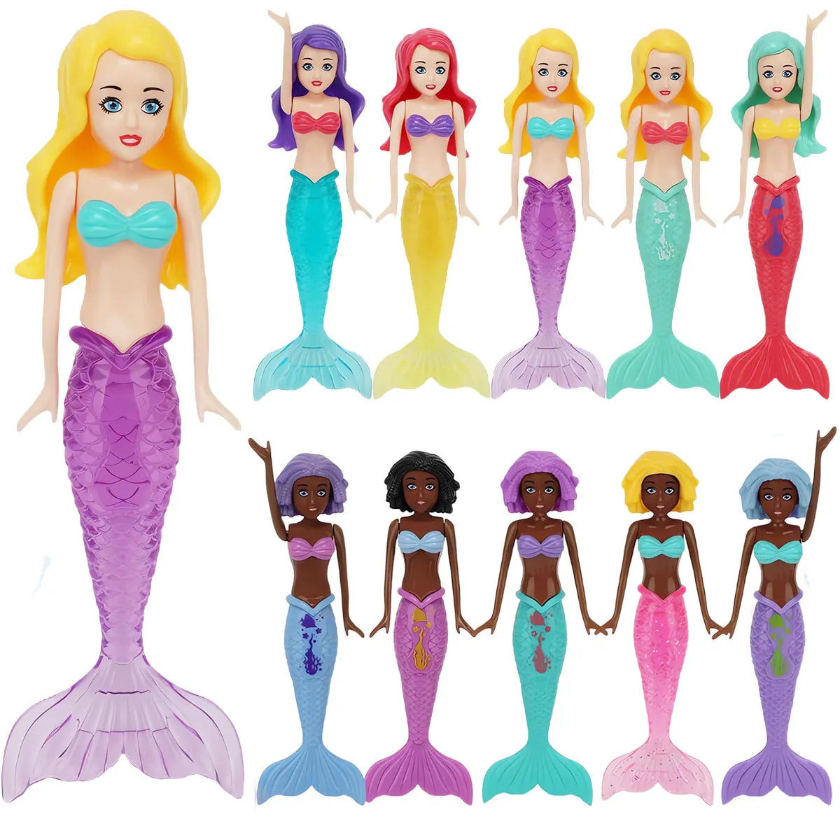 4/3 PCS 1 bag Mermaid Water Play Toys Different Style for Swimming Children Game in Sun Pool/Beach/Bath Time Gift Color Random Beauty World Shop