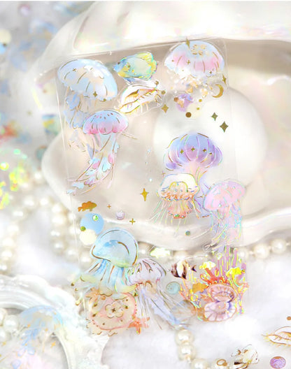 3pcs Kawaii Feather Dragonfly Bird Jellyfish Decorative Stickers Pack Scrapbooking Material Label Diary Phone Journal Planner Beauty World Shop