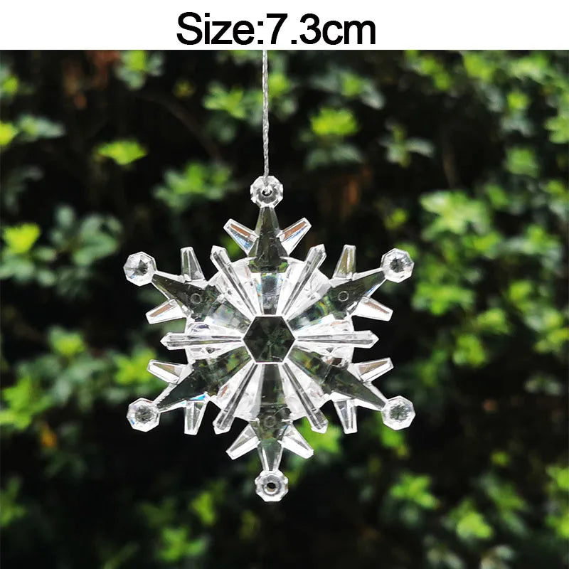 5pcs Christmas Home Decorations Crystal Acrylic Ornaments Snowflake Elk Xmas Tree Hanging Pendants Navidad 2025 New Year Gift Beauty World Shop