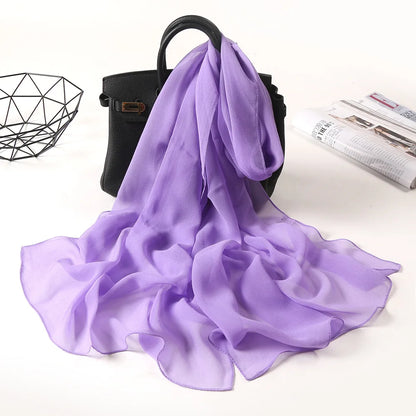 Fashion Four Seasons Women Plain Color Thin Soft Beach Thin Silky Georgette Scarf Shawls Long Wraps Beach Sunscreen Hijab Beauty World Shop