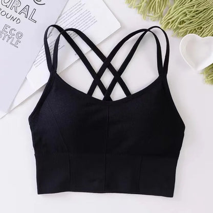 Sexy Women Tops Back Cross Strap Tank Top Push Up Running Sports Bra Breathable Soft Fitness Beauty Solid Color Yoga Bra Beauty World Shop