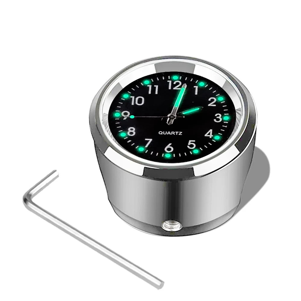 Aluminum Quartz Watch Luminous Clock Handlebar Mount for Motorcycle Scooter Bicycle Handlebar Waterproof Time Display Universal Beauty World Shop