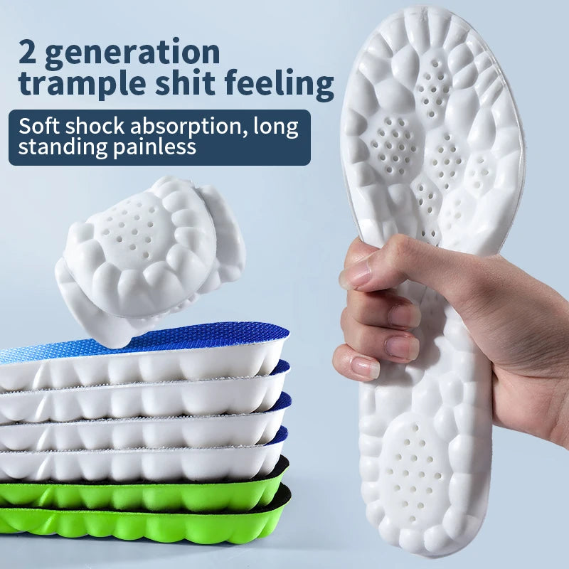 4D Cloud Technology Sports Insoles for Shoes PU Sole Soft Breathable Shock Absorption Cushion Running Orthopedic Care Insoles Beauty World Shop