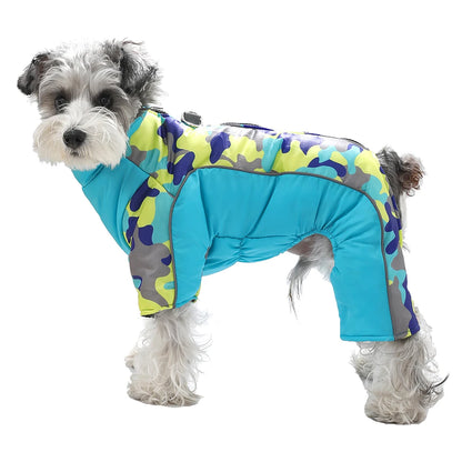 Warm Pet Clothes With D-ring Reflective Dog Jumpsuit For Small Medium Dogs Camouflage Puppy Coat For Winter Chihuahua Pug Jacket