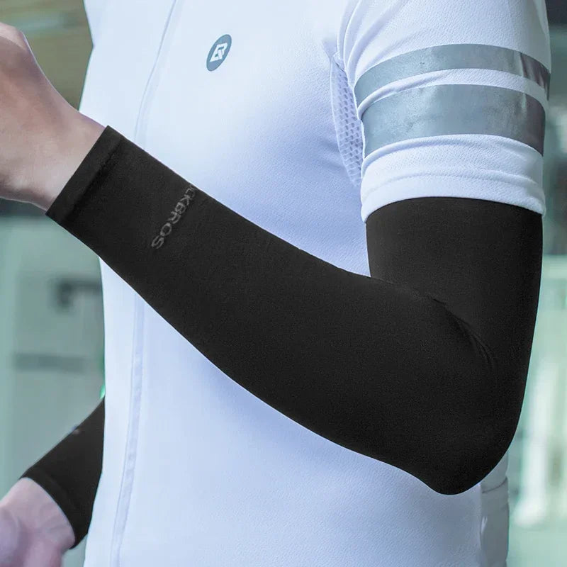ROCKBROS Ice Silk Arm Sleeves Sun Protection UV Mangas Running Cycling Arm Warmers Sports Basketball Volleyball Cool Arm Sleeves Beauty World Shop