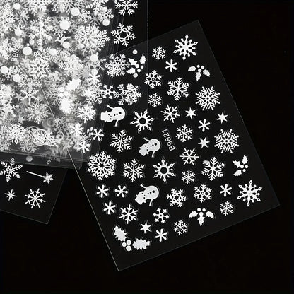 30pcs Sheets Christmas 3D Nail Art Stickers Decals Nail Art Supplies for Women And s - Self-Adhesive Cartoon Snowflake Snowman Beauty World Shop