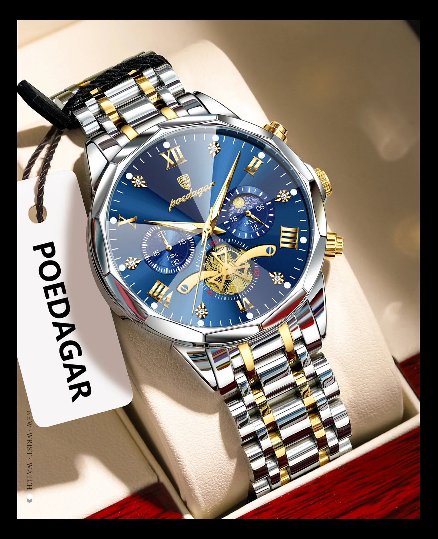POEDAGAR Original Luxury Men's Watch Waterproof Luminous Chronograph Men Wristwatch Stainless Steel Quartz Watches For Man Reloj Beauty World Shop