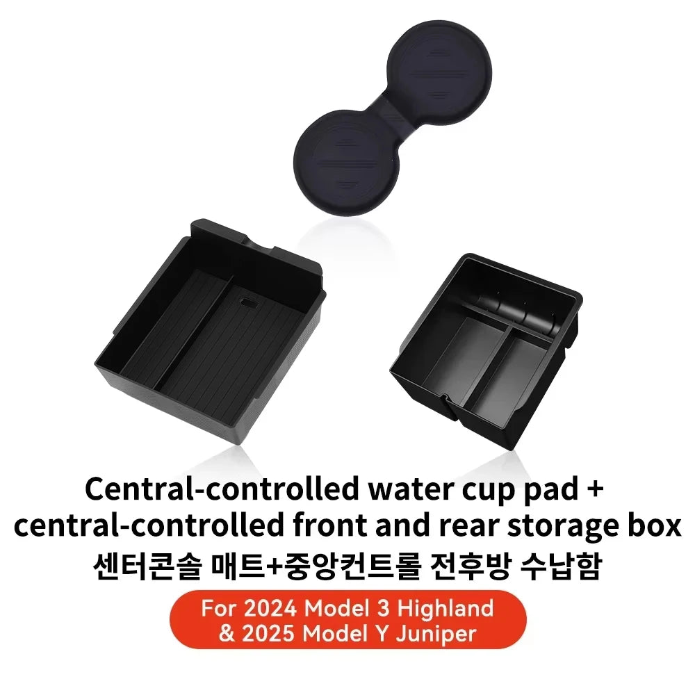 YZ For Tesla Model 3 Highland 2024 Model Y juniper 2025 Storage Box Center Armrest Hidden Box Cup Holder Organizer Accessories Beauty World Shop