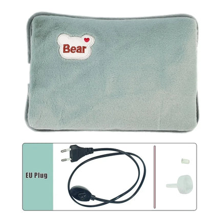Electric Hot Water Bag Reusable Plush Hot Water Bottle EU Plug Charging Heating Water Bags Winter Warm Hand Pocket Beauty World Shop