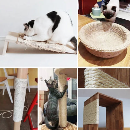 Natural Sisal Rope for Cat Tree Cat Scratching Post Replacemen Rope Sisal for Protect Sofa Cats Scratcher Rope Scraper Cats Toy