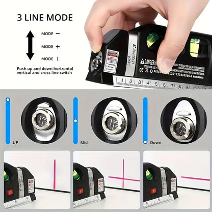 HOMEFISH Easy to Use Laser Level Line Tool Multipurpose Laser Level Kit Standard Cross Line Lase 8 Feet Measure Tape Ruler Beauty World Shop