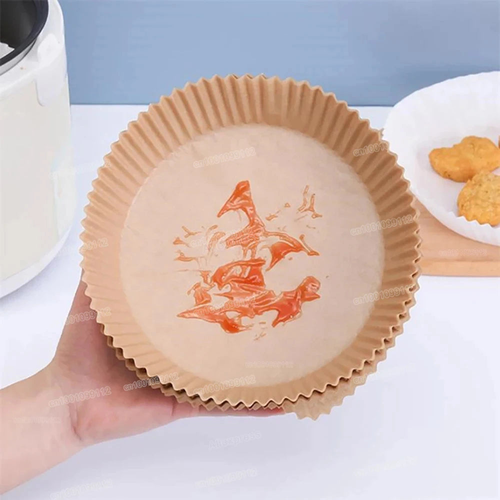 50/100Pcs Air Fryer Disposable Paper Non-Stick Airfryer Baking Papers Round Air-Fryer Paper Liners Paper Kitchen Accessories Beauty World Shop