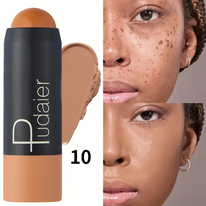 2-in-1 Foundation & Concealer Stick, Waterproof Long Wear, Full Cover, Hide Blemishes, Smooth Base Makeup Beauty World Shop