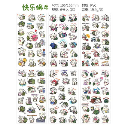 6Pieces/Set Transparent Pvc Waterproof Cartoon Sticker DIY Hand Account Decorative Stickers Kawaii Phone Cup Stickers Beauty World Shop
