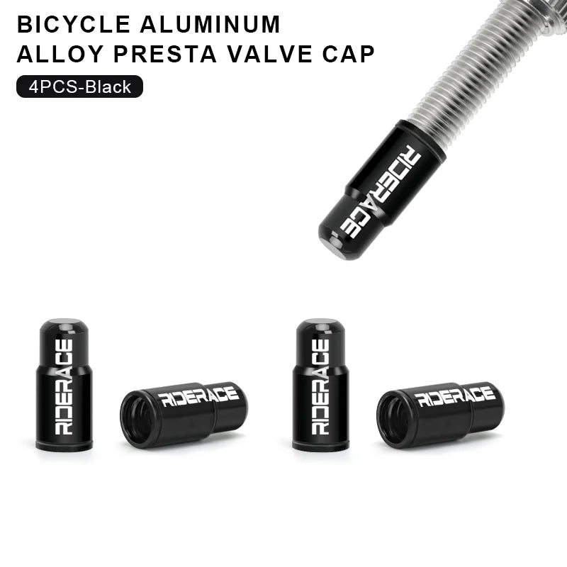RIDERACE Bicycle Tire Valve Cap Aluminum Alloy CNC MTB Road Bike Tube Tyre Gas Nozzle Cover for FV Presta Valve Dustproof Beauty World Shop