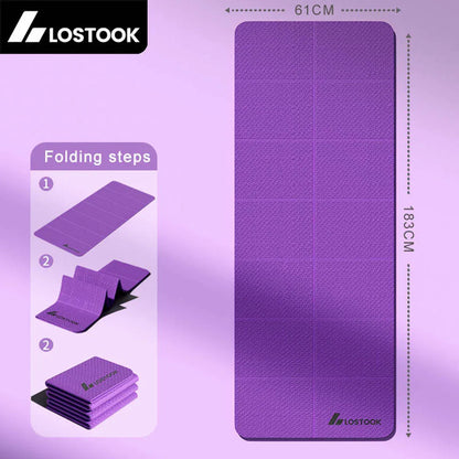 4mm Thick TPE Foldable Yoga Mat 183*61cm Easy Storage for Travel Yoga Pilates Home Exercise Floor Mat ﻿ Beauty World Shop