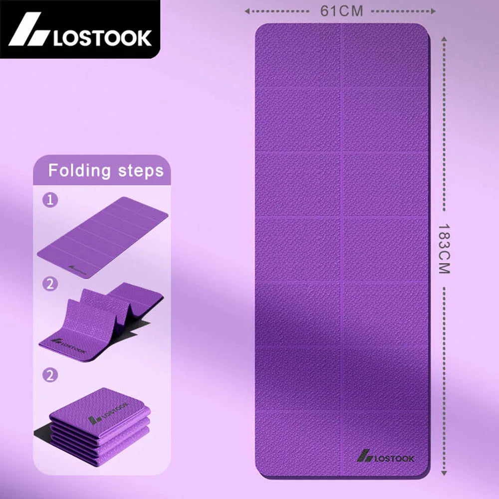4mm Thick TPE Foldable Yoga Mat 183*61cm Easy Storage for Travel Yoga Pilates Home Exercise Floor Mat ﻿ Beauty World Shop