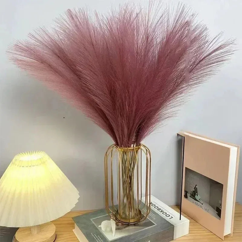 10PCS Artificial Pompous Grass Pompass Branches Fake Fluffy Stems Plants Vase Filler for Home Boho Decor Flower Arrangement Beauty World Shop