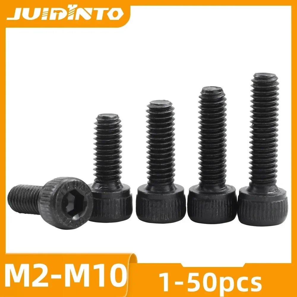 JUIDINTO 1-50pcs Hex Socket Head Cap Screw 12.9 Carbon steel Allen Screw M2 M2.5 M3 M4 M5 M6 M8 M10 Hex Cap Screw Bolt for MTB Beauty World Shop