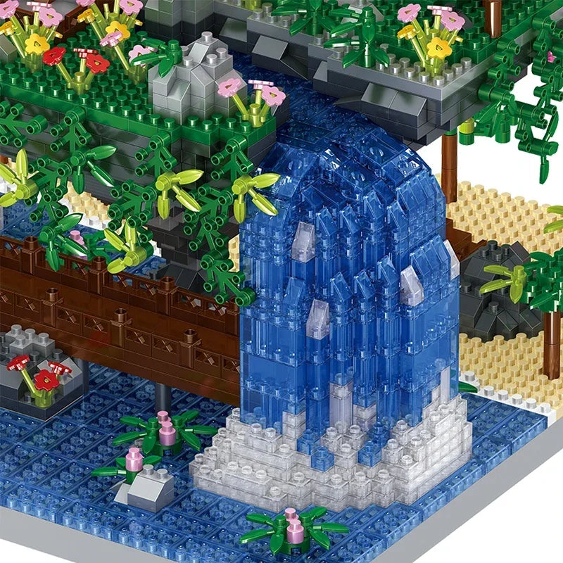 MOC Peach Blossom Pool Cherry Tree House Building Block Chinese Architecture DIY Bricks Cherry Blossom Toy for Kids Adult Gift Beauty World Shop