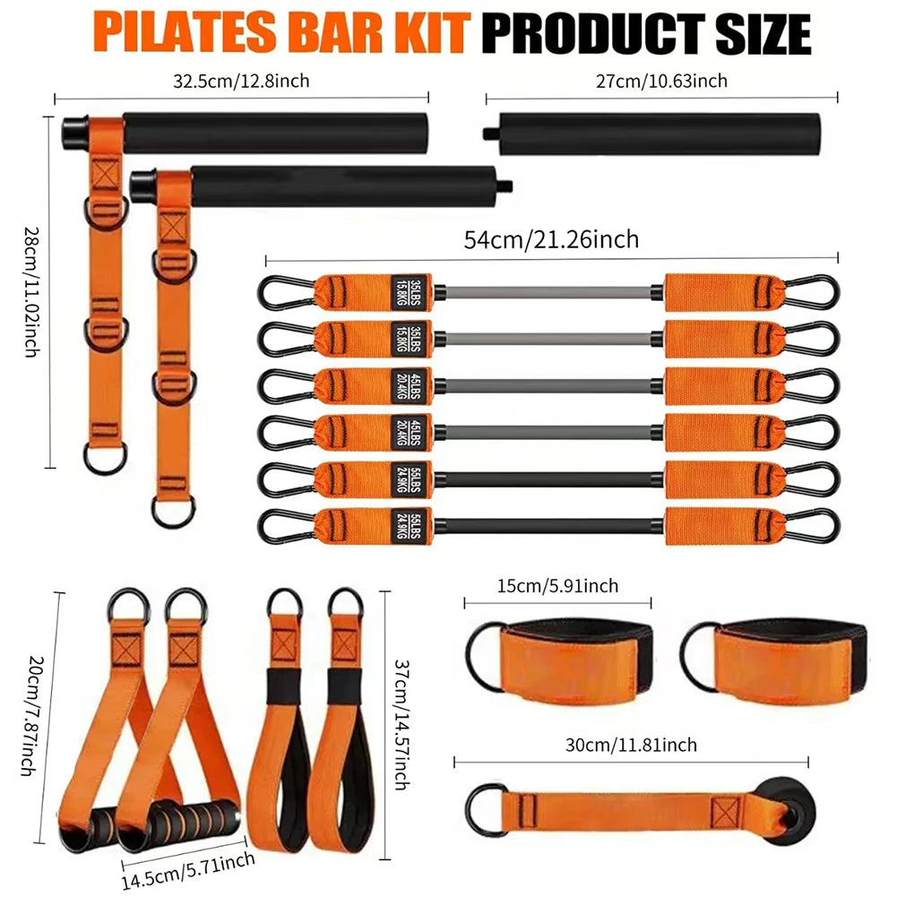 Pilates Bar Kit W/ Resistance Bands Multifunctional Pilates Bar Portable Yoga Pilates Stick Home Gym Strength Training Equipment Beauty World Shop