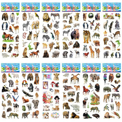 10 Sheets 3D Puffy Stickers Animals Bulk Stickers Scrapbook Decoration Birthday New Year Christmas Gifts for Kids Boys Girls Beauty World Shop
