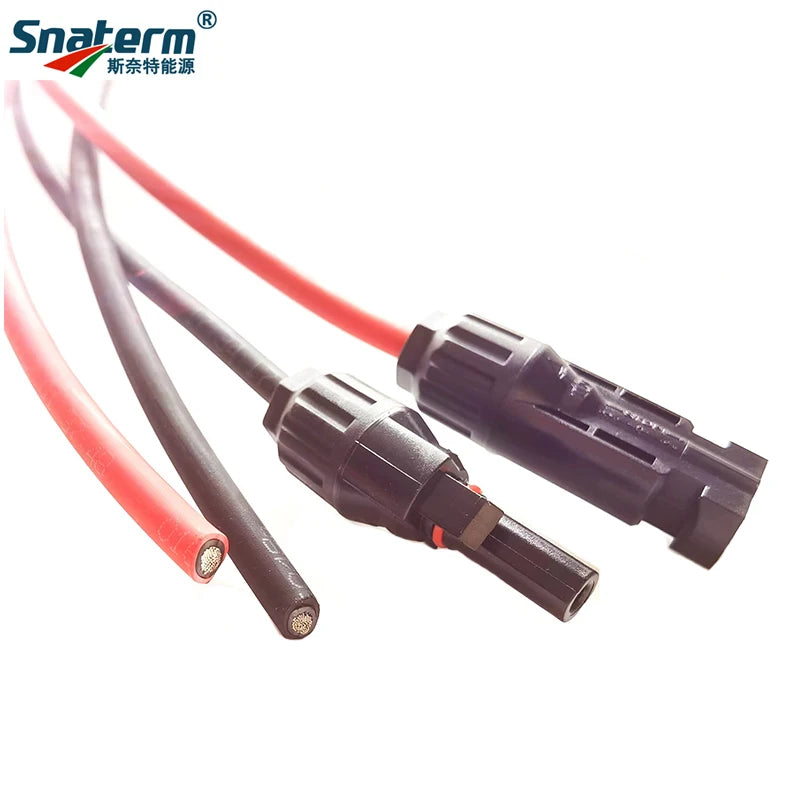 1 Pair Solar Panel Extension Cable Copper Wire Black and Red with solar Connector Solar PV Cable 6/4/2.5 mm2 10/12/14 AWG Beauty World Shop