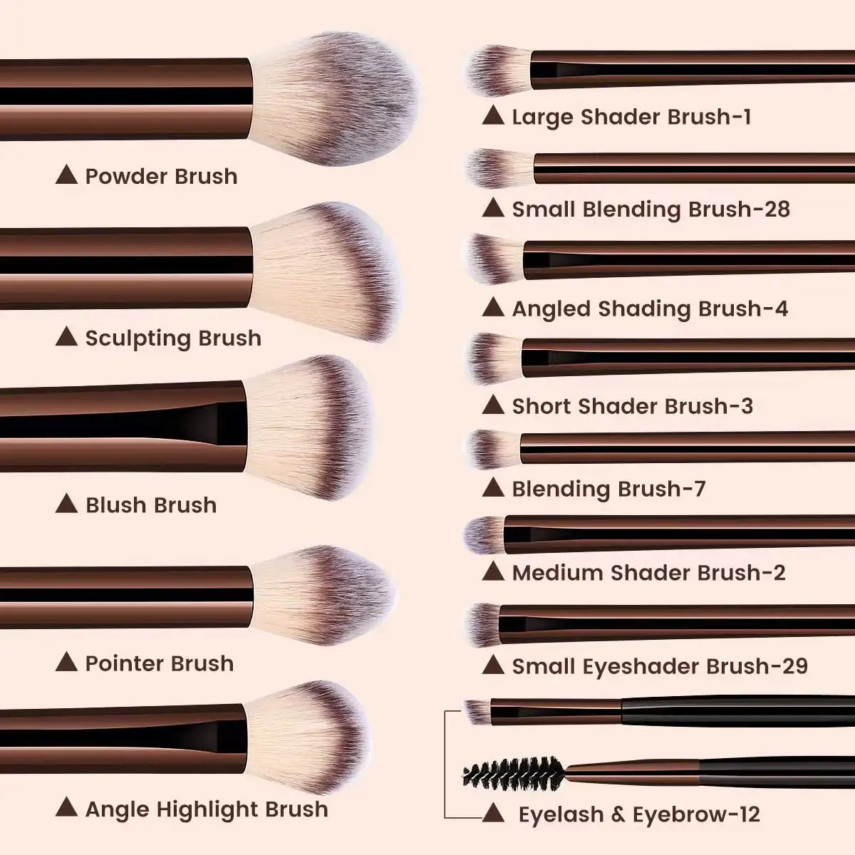 13PCS Makeup Brush Set Foundation Concealer Powder Eyeshadow Blush Brush Kabuki Blending Cosmetic Beauty Tool for Face Beauty World Shop