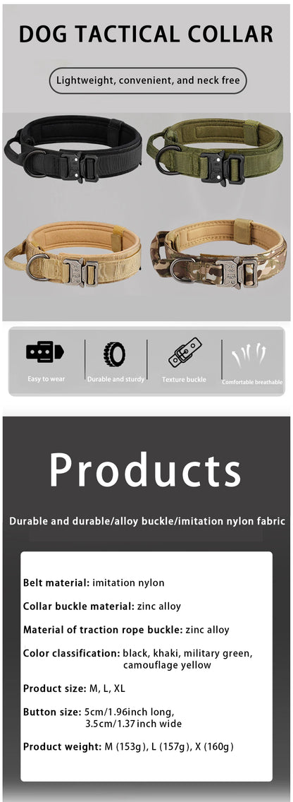 Pet Products Outdoor Tactical Dog Collar Metal Buckle Breathability Nylon Collar Medium and Large Dog Training Neck Collar Dog Beauty World Shop