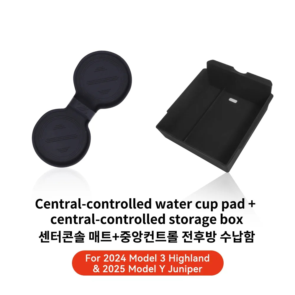YZ For Tesla Model 3 Highland 2024 Model Y Juniper 2025 Storage Box Center Armrest Hidden Box Cup Holder Organizer Accessories Beauty World Shop