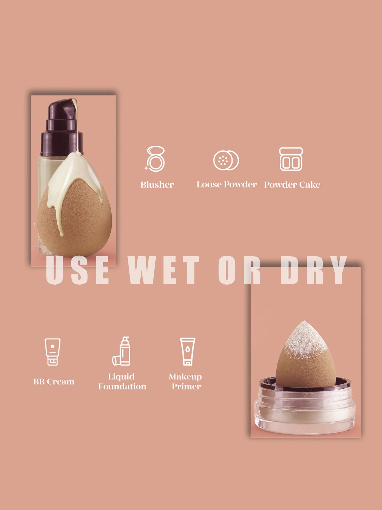 4/8 Foundation Blender; Cosmetics Sponge; Smooth Foundation; Concealing Beauty Sponge; Makeup Blender; Beauty World Shop