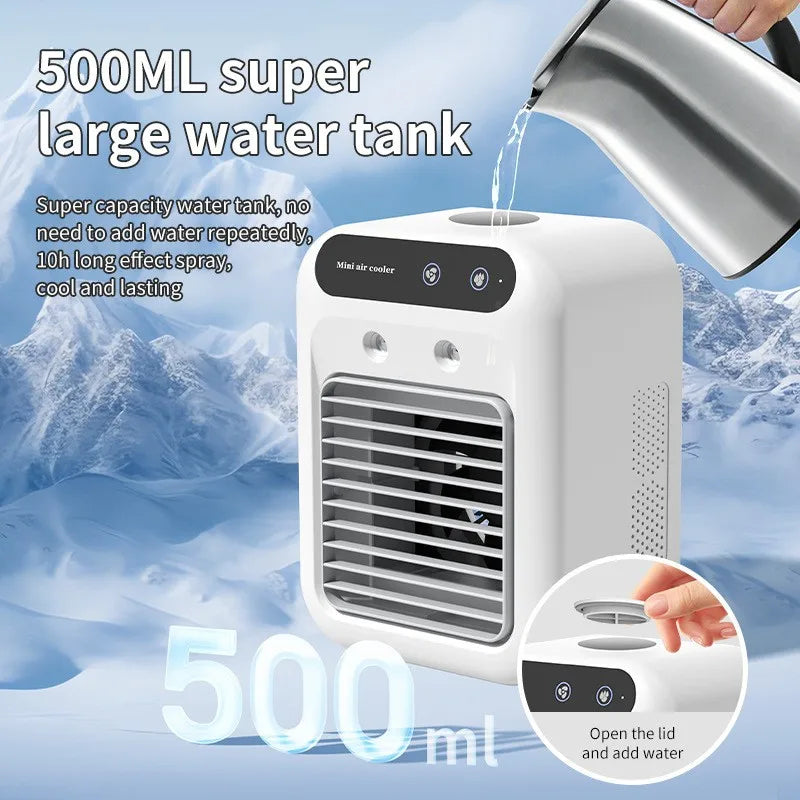 Portable mini desktop Air Conditioner Fan, Low Noise, Powerful Humidifier and Cooling Function, USB Charging, Transparent Design Beauty World Shop
