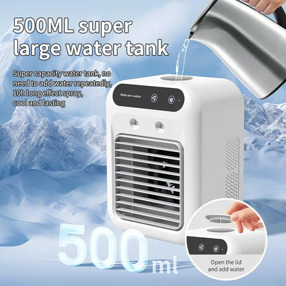 Portable mini desktop Air Conditioner Fan, Low Noise, Powerful Humidifier and Cooling Function, USB Charging, Transparent Design Beauty World Shop