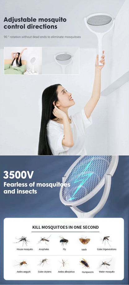 5 In 1 Fast Charging Racket Kill Fly Bug Safety Insulated Battery Powered Lamp ABS Adjustable Electric Mosquito Swatter Beauty World Shop