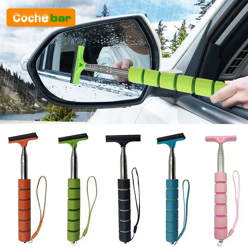 Car Rearview Mirror Wiper Cleaning Tool Auto Glass Mist Cleaner Scraper Car Accessories Handle Telescopic Window Cleaning Brush Beauty World Shop