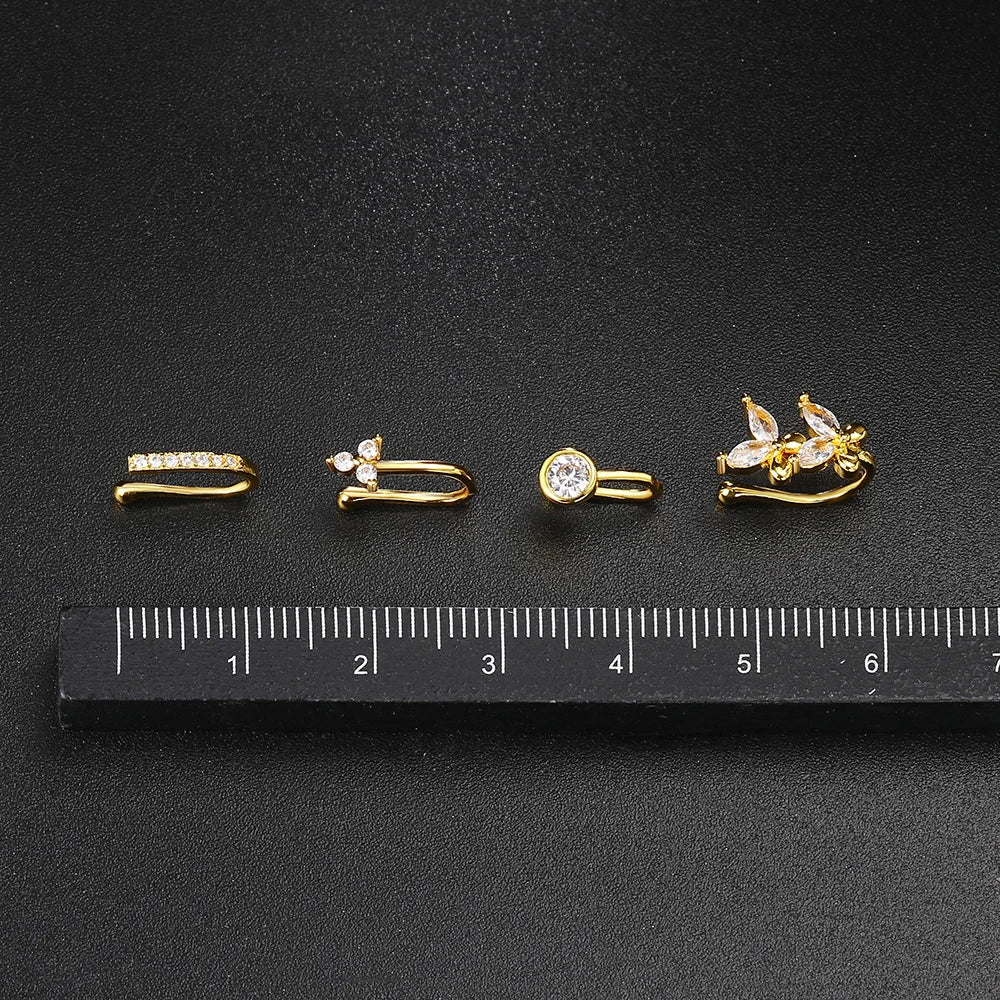 Fake Piercing Clip Nose Ring Cuff Body Jewelry for Women New Trend 1PCS Ear Cuffs Heart Star Flowers Butterfly Clip Rings KAE197 Beauty World Shop