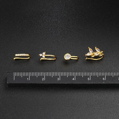 Fake Piercing Clip Nose Ring Cuff Body Jewelry for Women New Trend 1PCS Ear Cuffs Heart Star Flowers Butterfly Clip Rings KAE197 Beauty World Shop