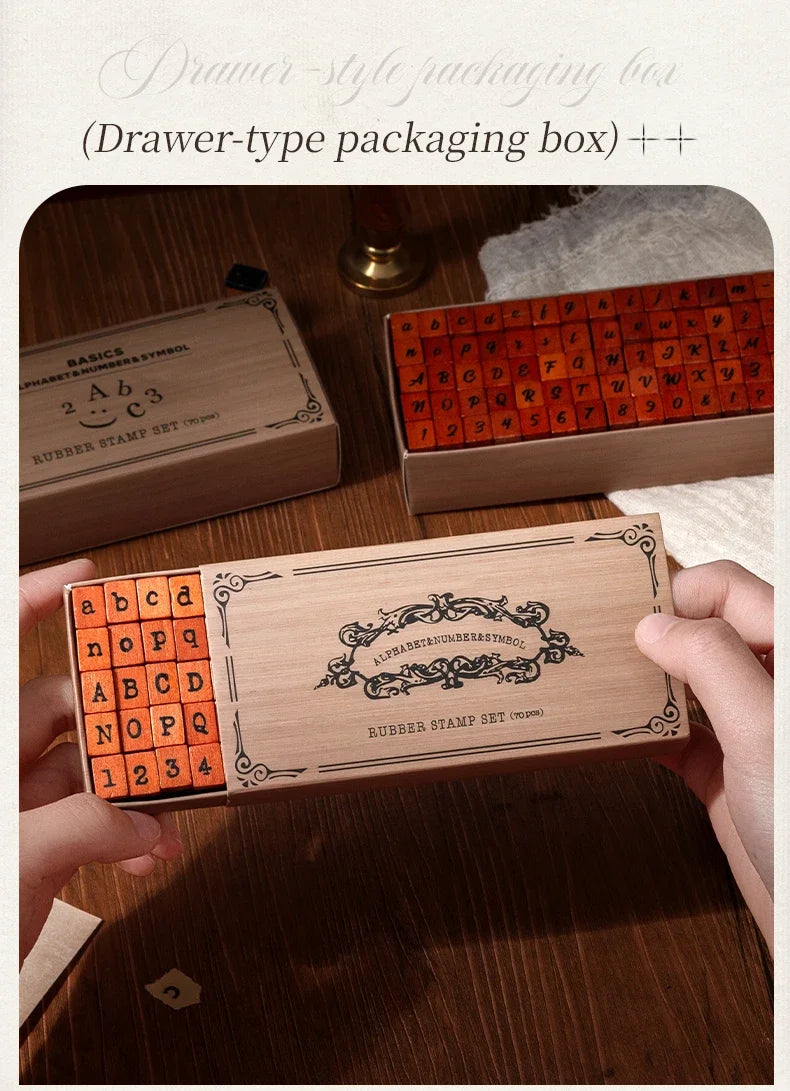 Journal GO 70pcs/set Wooden Rubber Alphabet Letter Number Stamp Set for Card Collage Junk Journal Scrapbooking DIY Standard Seal Beauty World Shop