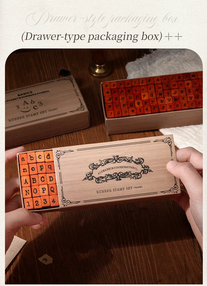 Journal GO 70pcs/set Wooden Rubber Alphabet Letter Number Stamp Set for Card Collage Junk Journal Scrapbooking DIY Standard Seal Beauty World Shop