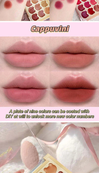 Cappuvini 9 Colors Velvet Lip Mousse - Matte & Natural Finish, Long-Lasting Non-Drying, Cute Bear Design for Youthful Look, Beauty Trend Shop