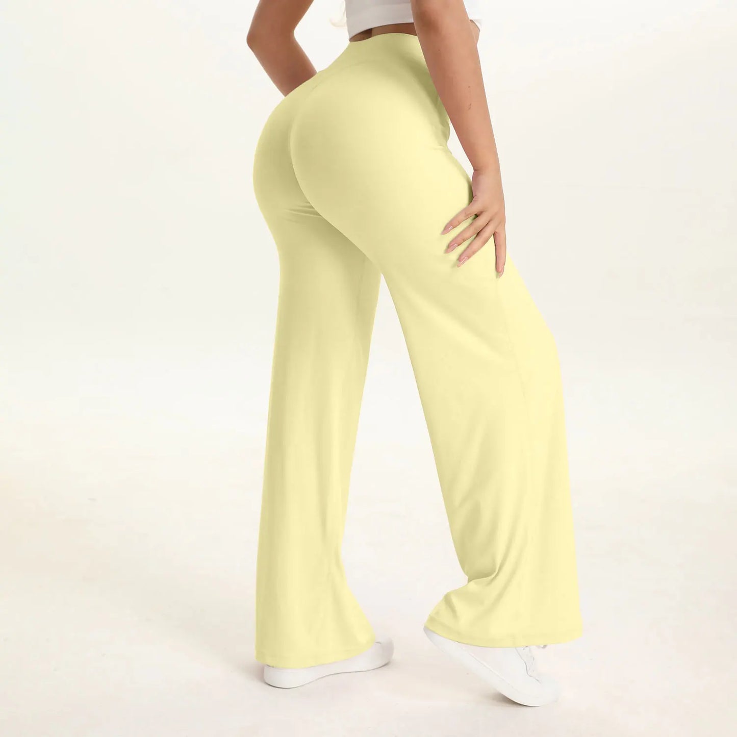 NCLAGEN SoftMotion Straight Leg Bottoms Women's Mid-Waist Yoga Pants GYM Leggings Naked Feel Pilates Running Sports Trousers Beauty World Shop