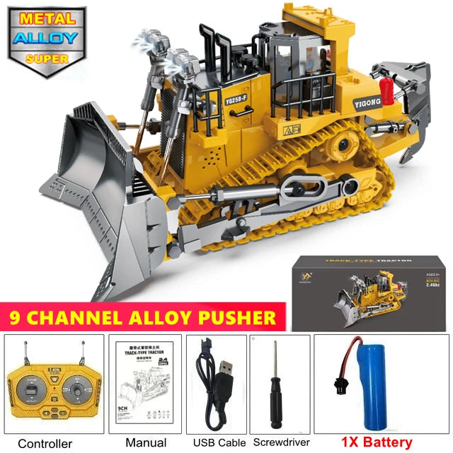 4WD Remote Control Excavator 4x4 Alloy Dump Truck Bulldozer Radio Model RC Car Construction Vehicle Toy Children Kids Gifts Beauty World Shop