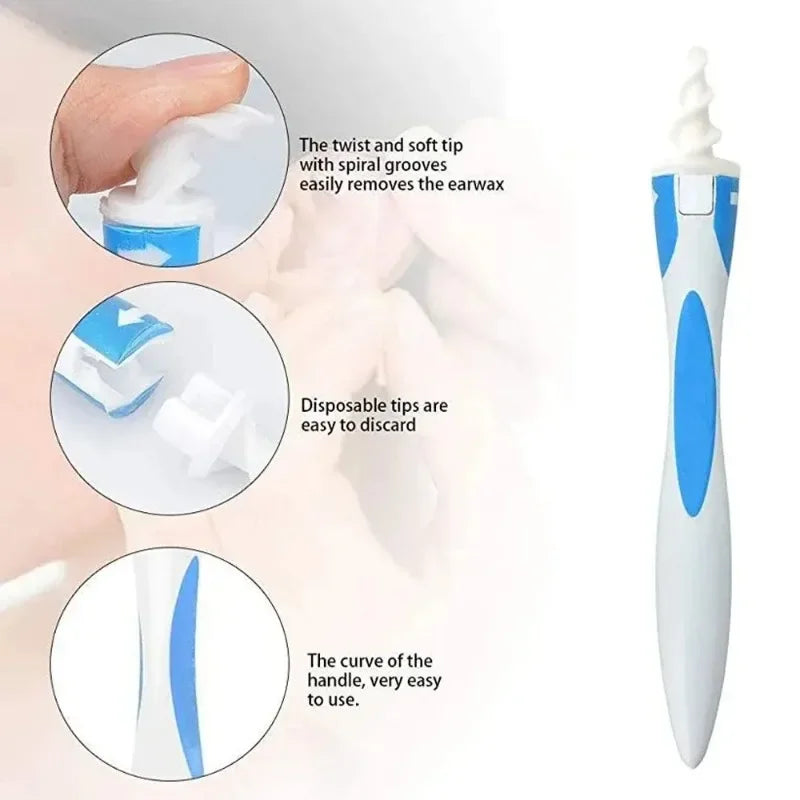 Ear Wax Remover Tool Ear Cleaner With Soft Silicone 16 Replacement Tips Simply To Grab Extract Earwax Beauty World Shop