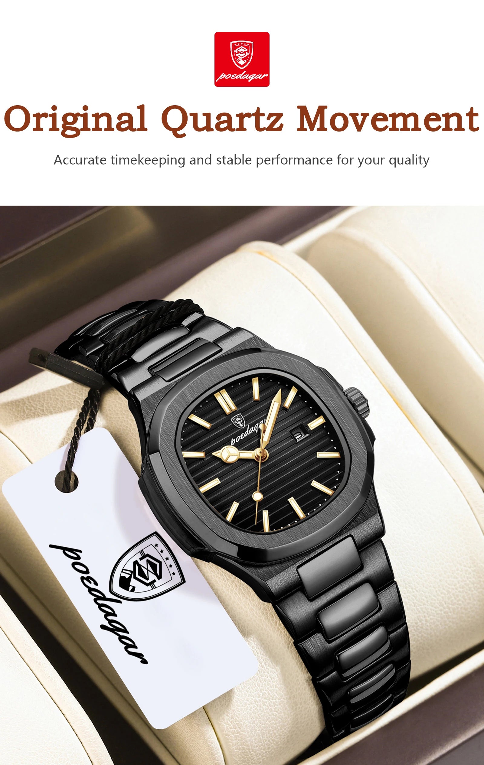 POEDAGAR Trendy Women’s Wristwatch Stainless Steel Date Quartz Ladies Watch Waterproof Luminous Original Watches For Woman Reloj Beauty World Shop