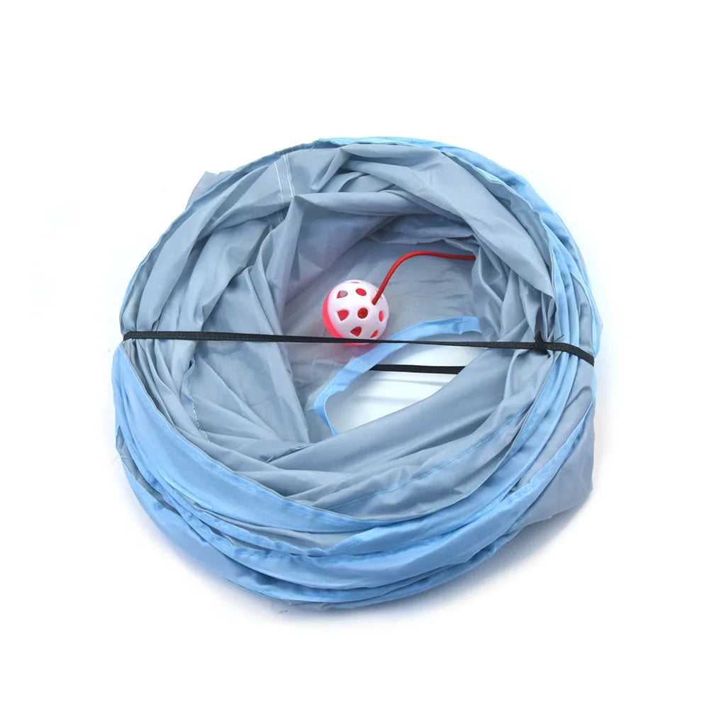 Cat Toys Gray 3-Way Foldable Pet Cat Tunnel Tube Toy Kitten Tunnel Toy with Peep Hole Pet Training Interactive Toy Tunnel Tube Beauty World Shop