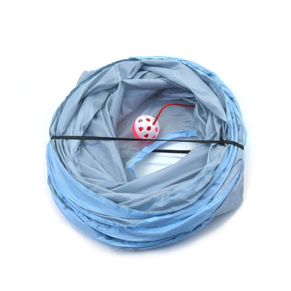 Cat Toys Gray 3-Way Foldable Pet Cat Tunnel Tube Toy Kitten Tunnel Toy with Peep Hole Pet Training Interactive Toy Tunnel Tube Beauty World Shop