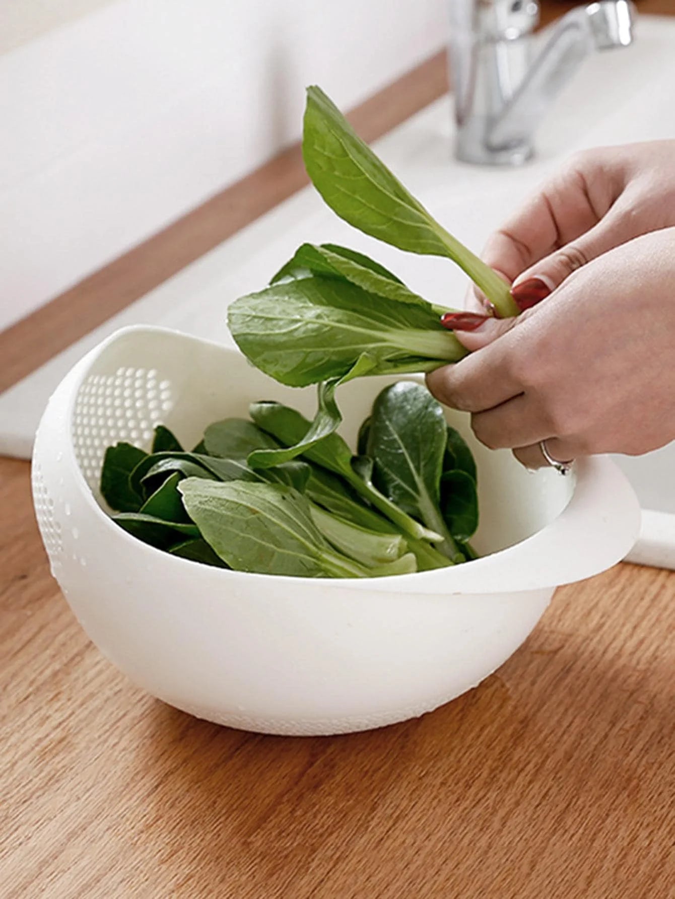 1/3pcs- Colander Rice Bowl Drain Basket Fruit Bowl Washing Drain Basket with Handle Washing Basket Home Kitchen Organizer Beauty World Shop