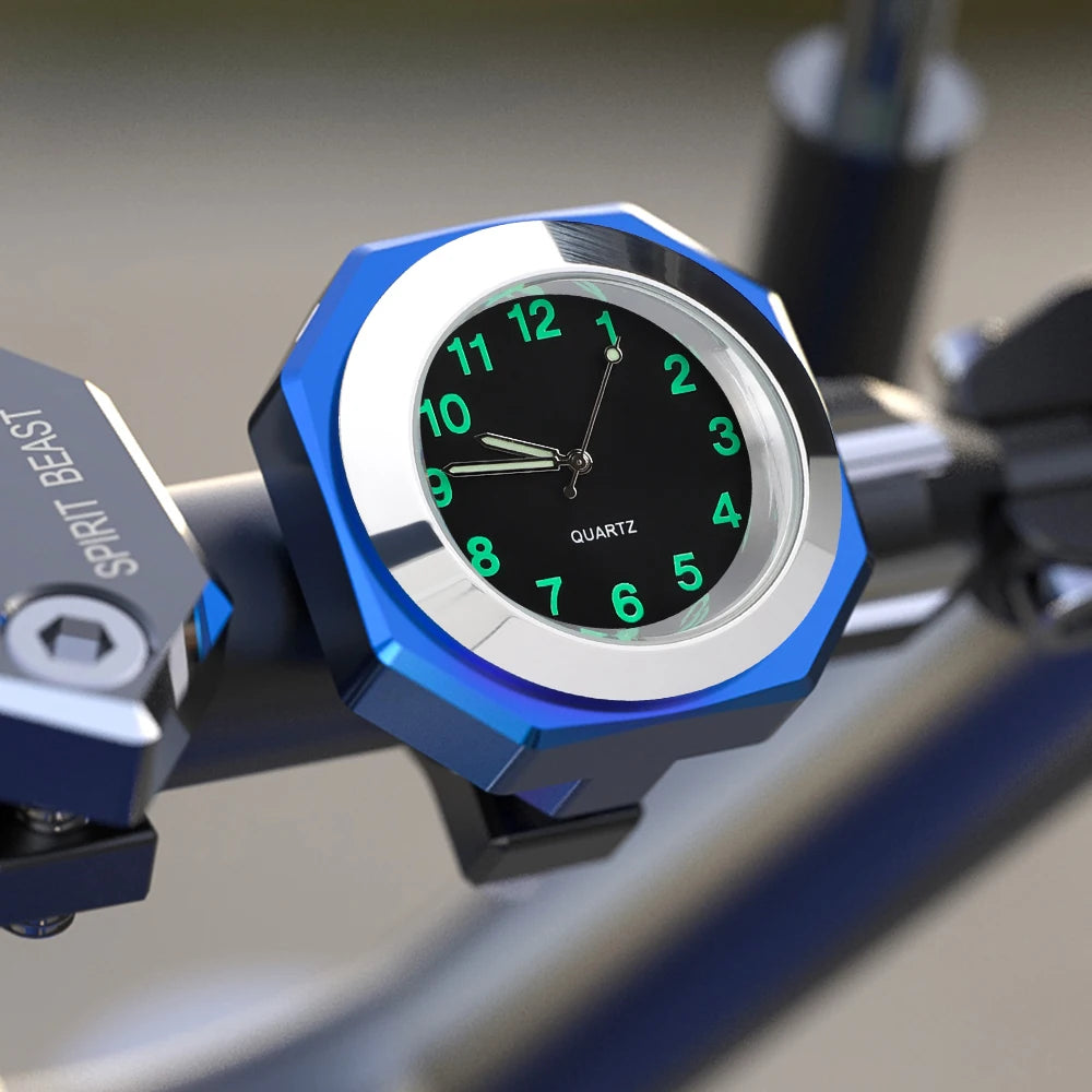 Aluminum Luminous Quartz Watch 22-28mm Motorcycle Scooter Bicycle Handlebar Mount Clock Time Display Clock Moto Accessories Beauty World Shop